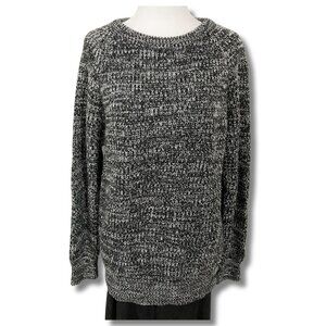 CLUB EUROPE Vintage grey black white blend thick knit sweater ~ SMALL MEDIUM